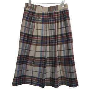 Pykettes Vintage Wool Blend Plaid Midi Skirt Made in USA Preppy Academia Sz 8